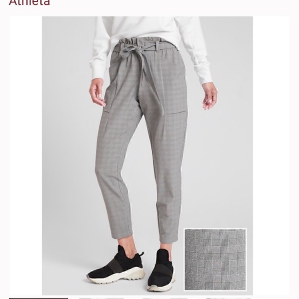Athleta Plaid Skyline Pant Grey Black White